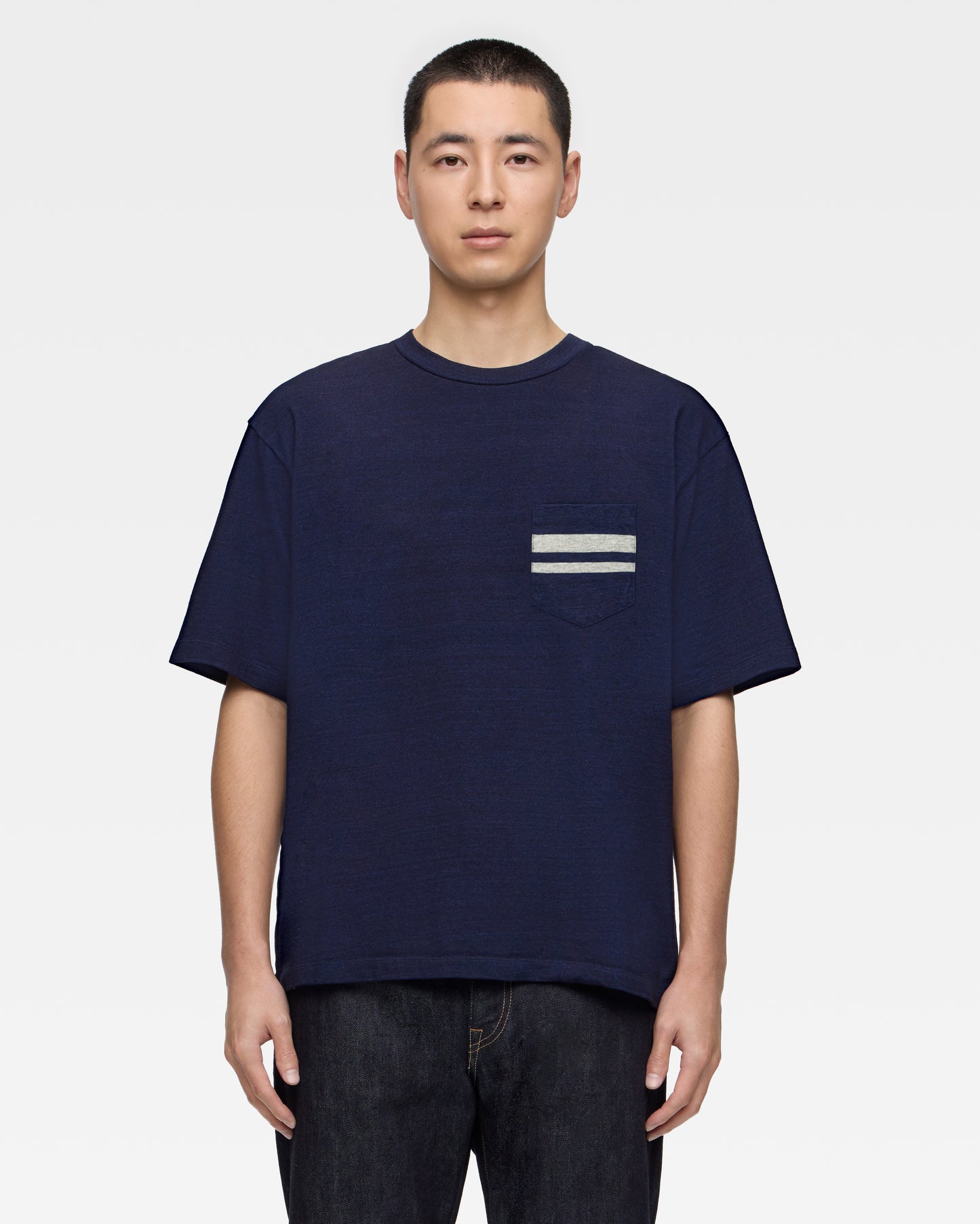 YARN DYED S/S POCKET TEE - INDIGO