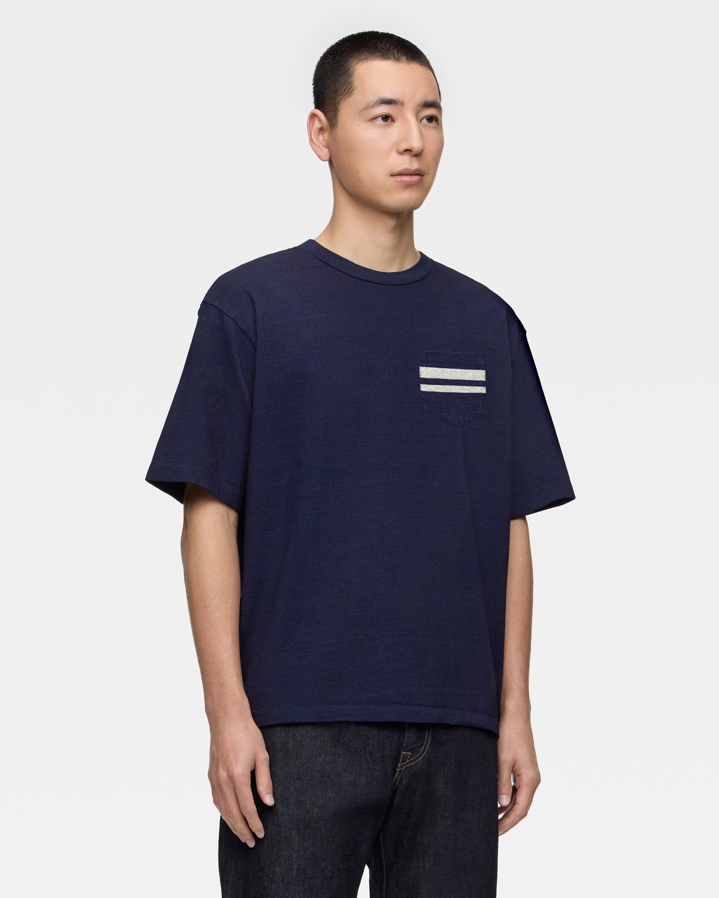 YARN DYED S/S POCKET TEE - INDIGO