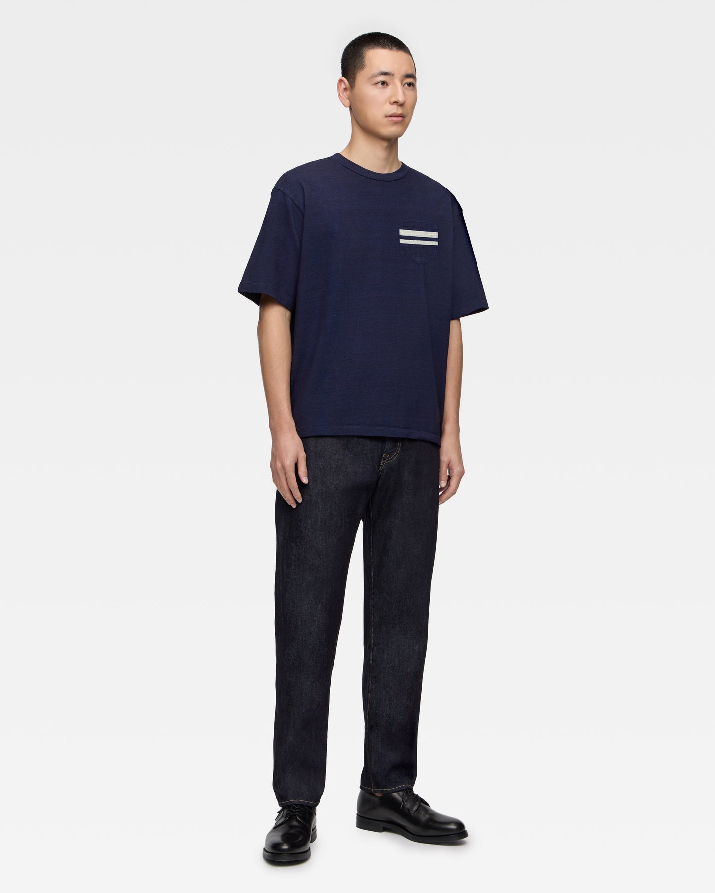 YARN DYED S/S POCKET TEE - INDIGO