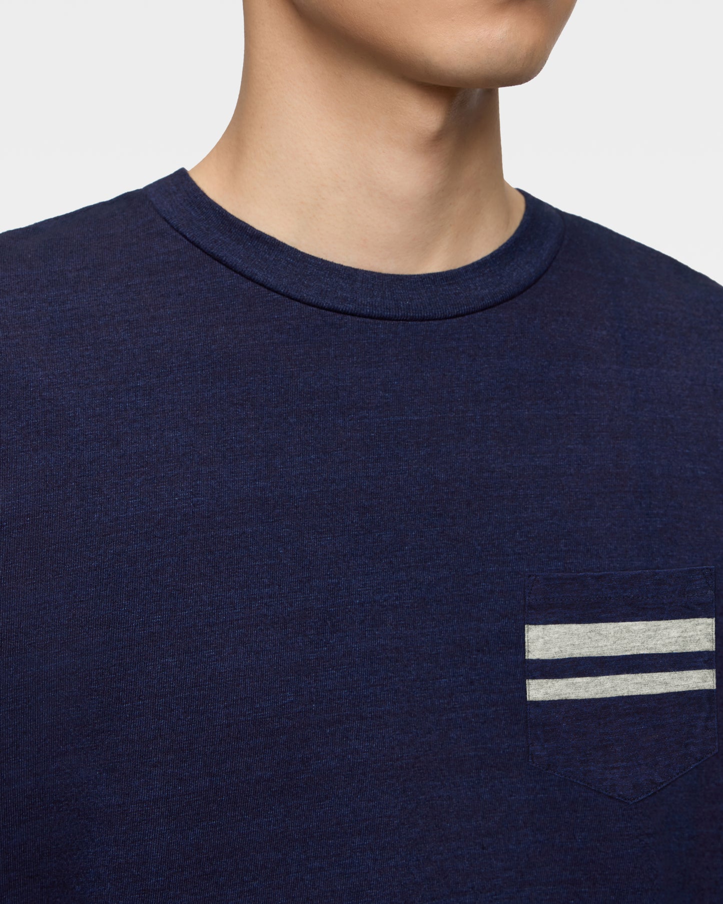 YARN DYED S/S POCKET TEE - INDIGO