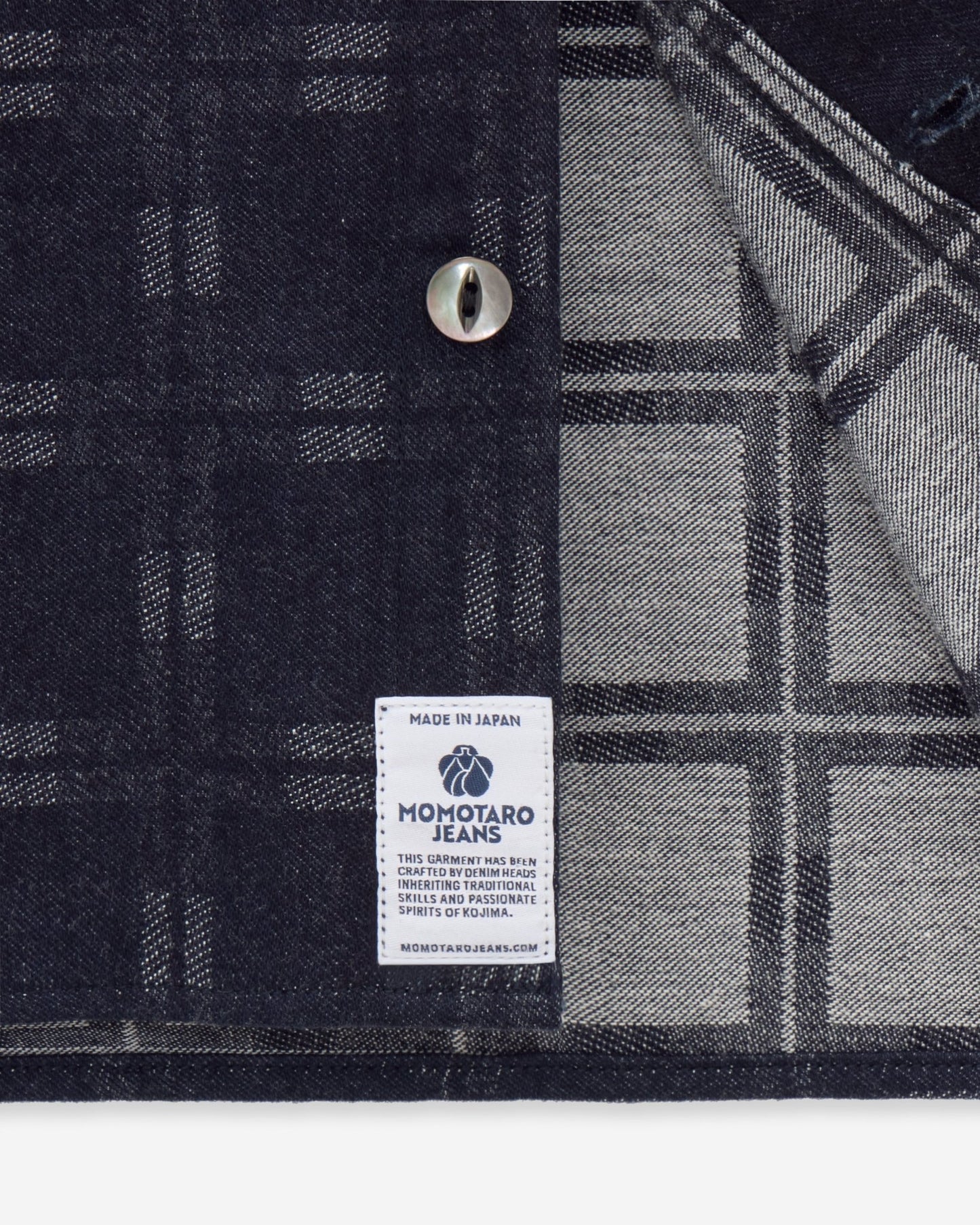 TRIPLE STITCH L/S JACQUARD SHIRT - INDIGO - MOMOTARO JEANS