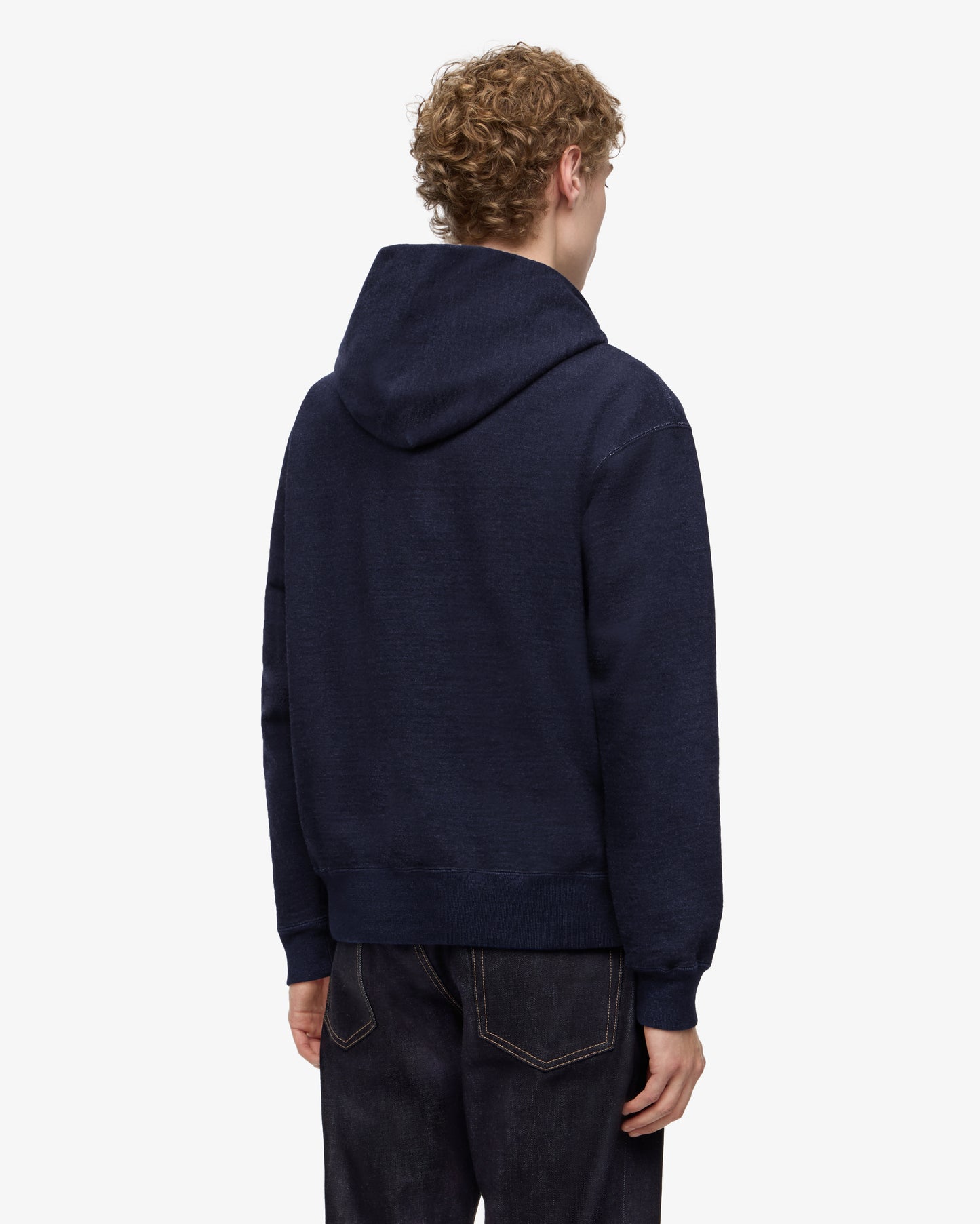 INDIGO SWEAT ZIP UP HOODY-YARN DYED