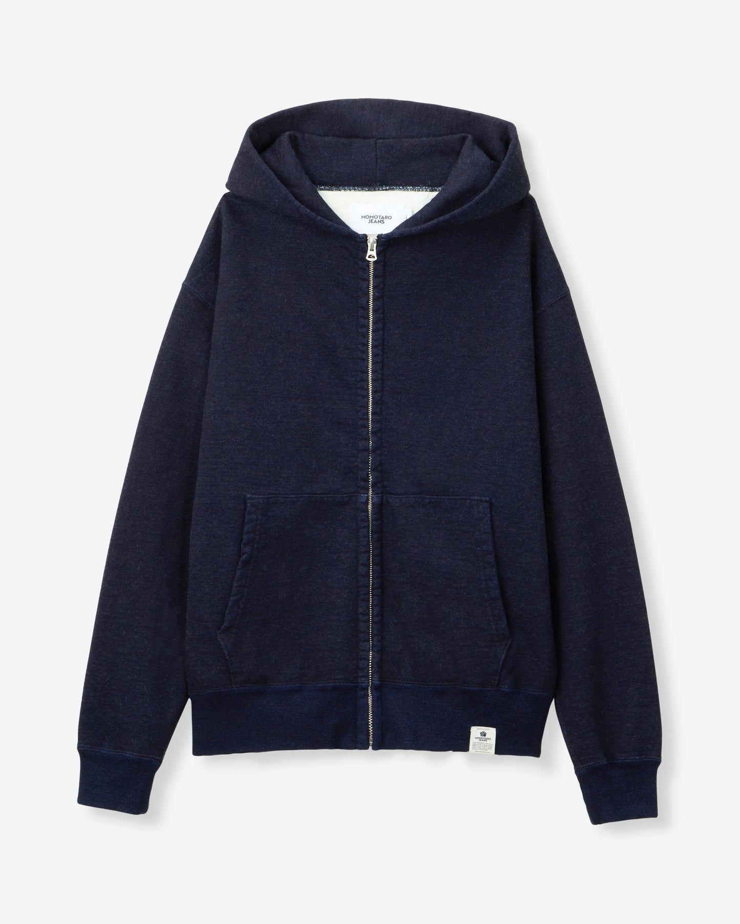 INDIGO SWEAT ZIP UP HOODY-YARN DYED