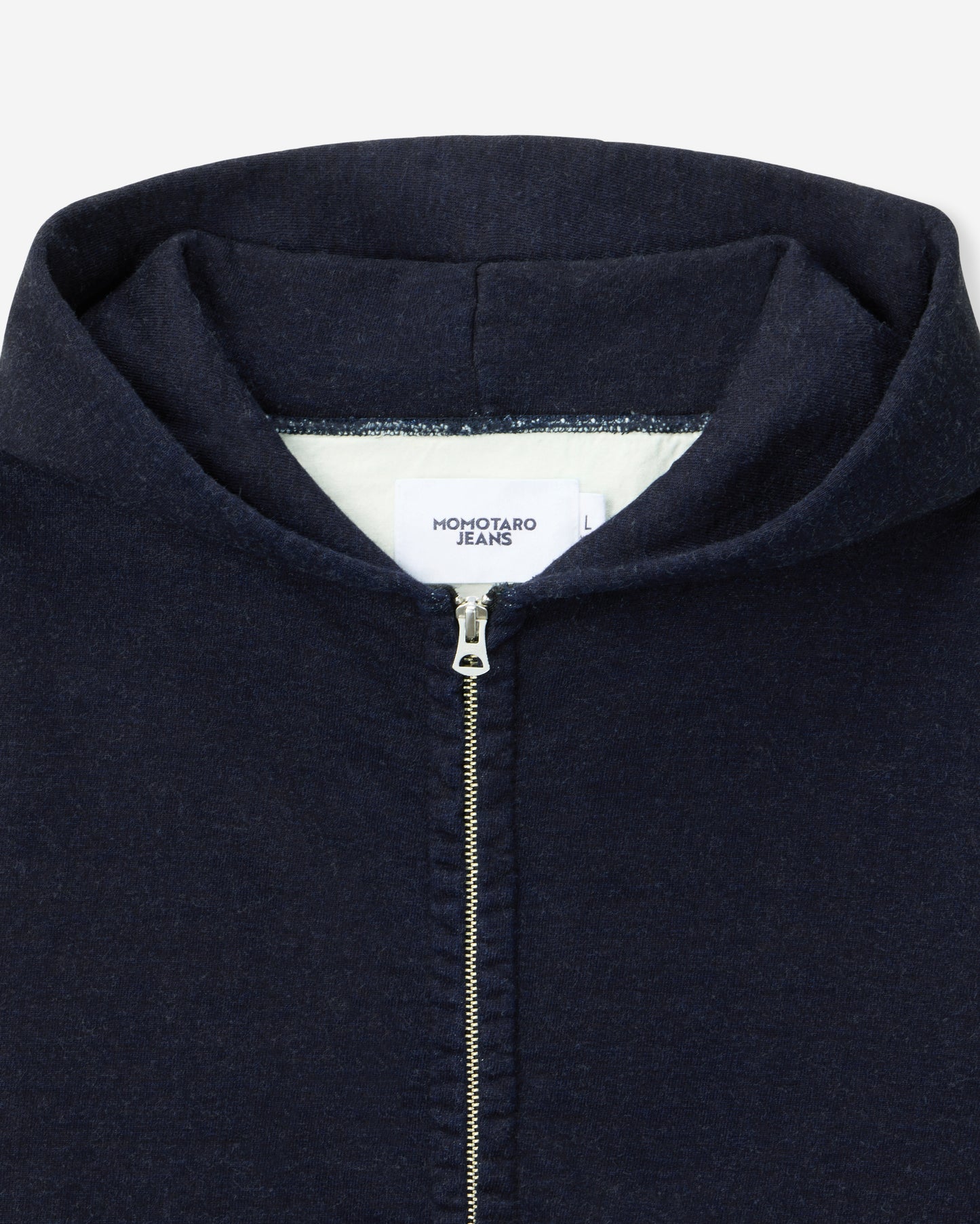 INDIGO SWEAT ZIP UP HOODY-YARN DYED
