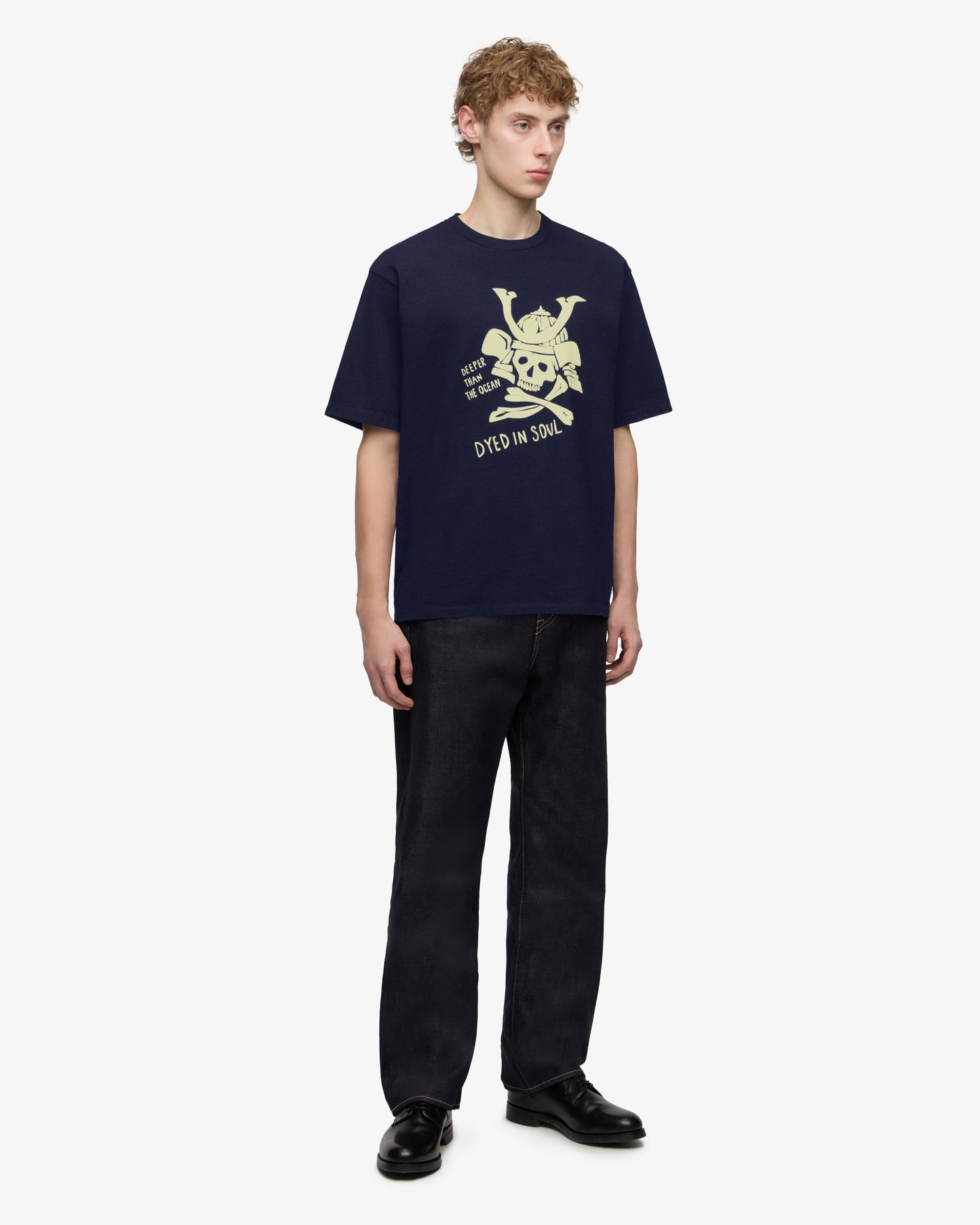 INDIGO YARN DYED TEE - SKULL
