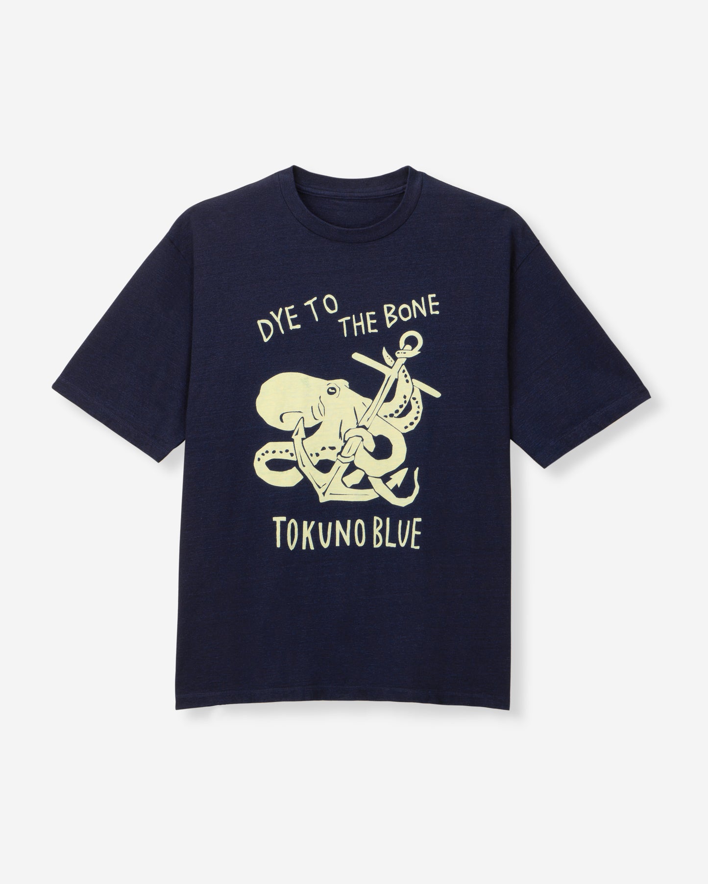 INDIGO YARN DYED TEE - OCTOPUS