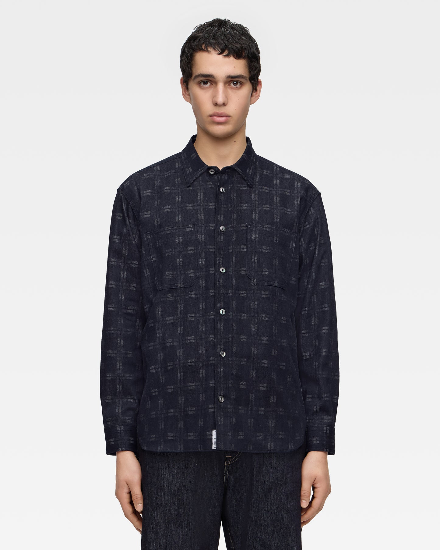 TRIPLE STITCH L/S JACQUARD SHIRT - INDIGO