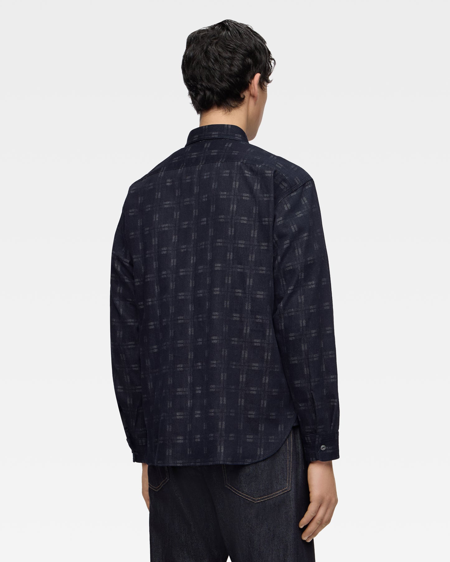 TRIPLE STITCH L/S JACQUARD SHIRT - INDIGO