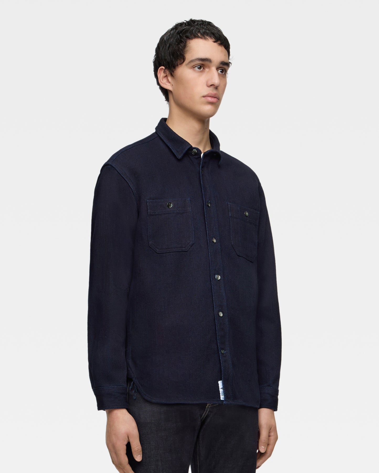 TRIPLE STITCH L/S DOBBY SHIRT - INDIGO