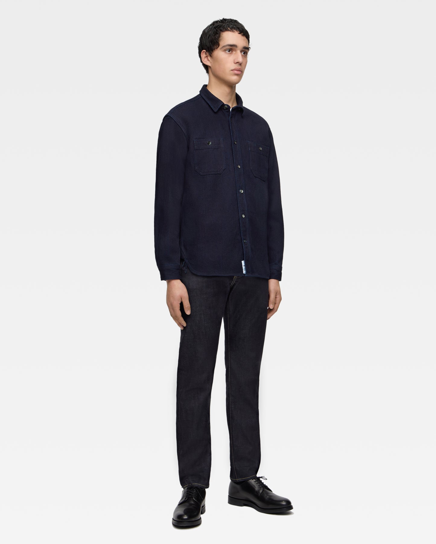 TRIPLE STITCH L/S DOBBY SHIRT - INDIGO