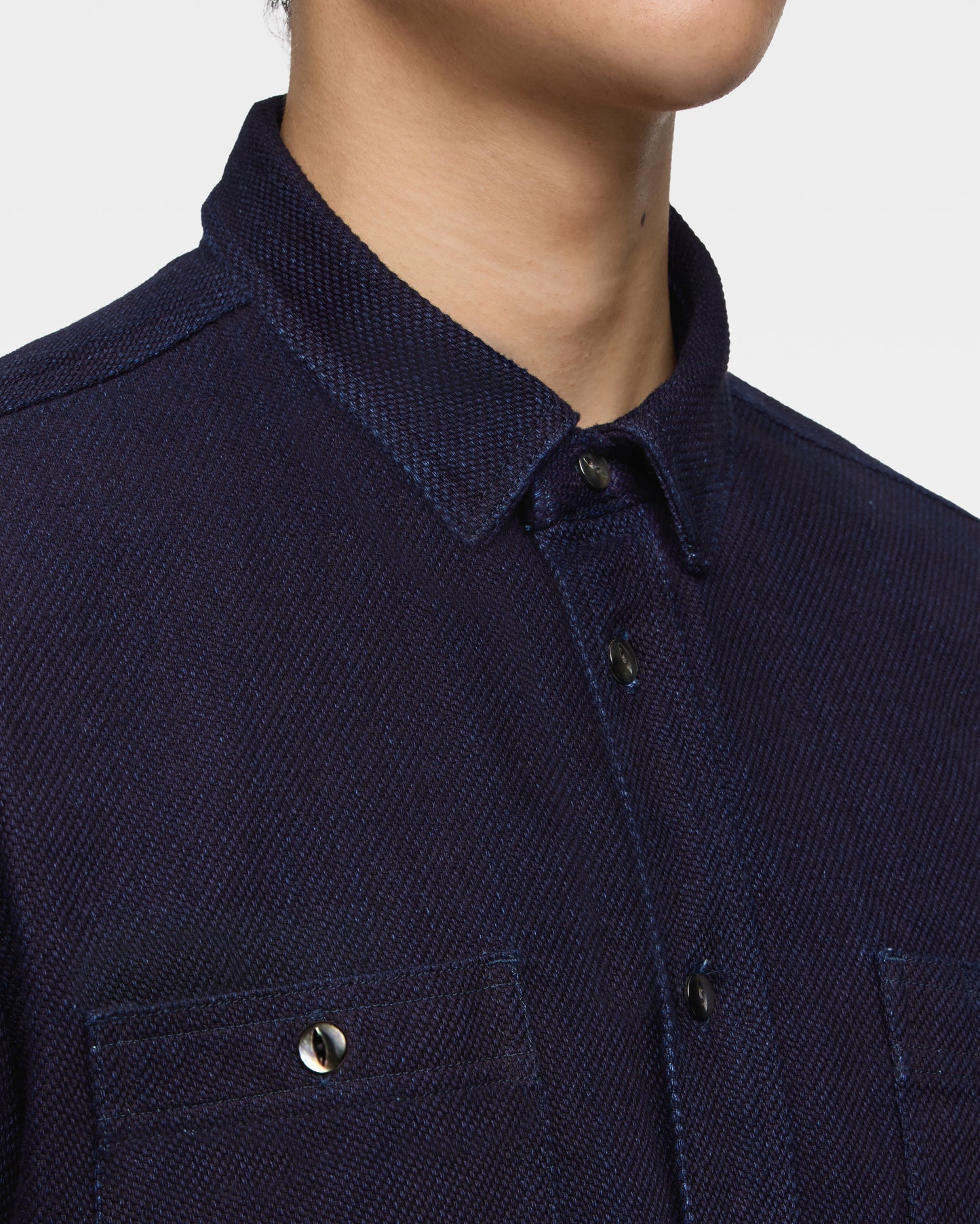 TRIPLE STITCH L/S DOBBY SHIRT - INDIGO