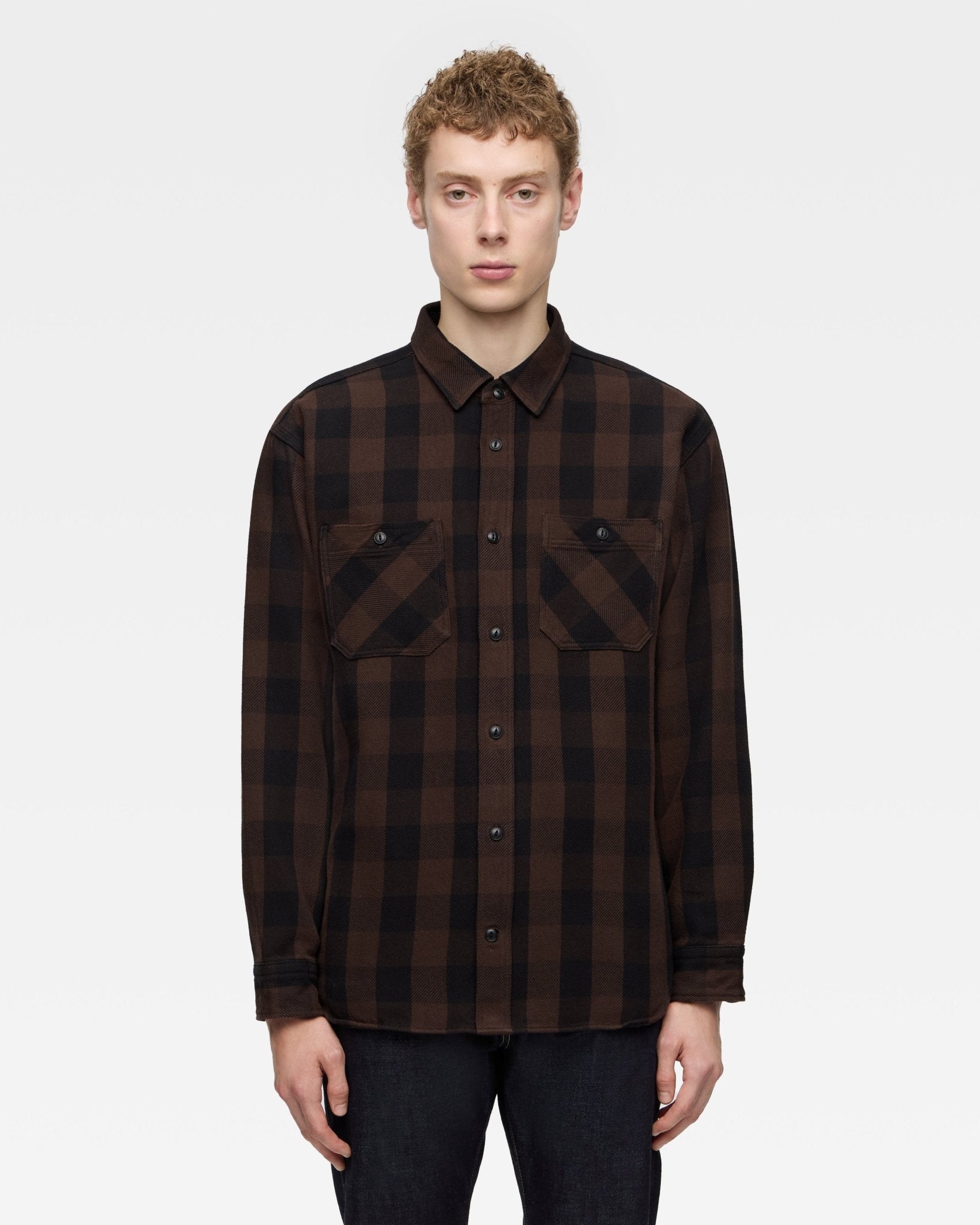 BLOCK CHECK L/S SHIRT - MOMOTARO JEANS