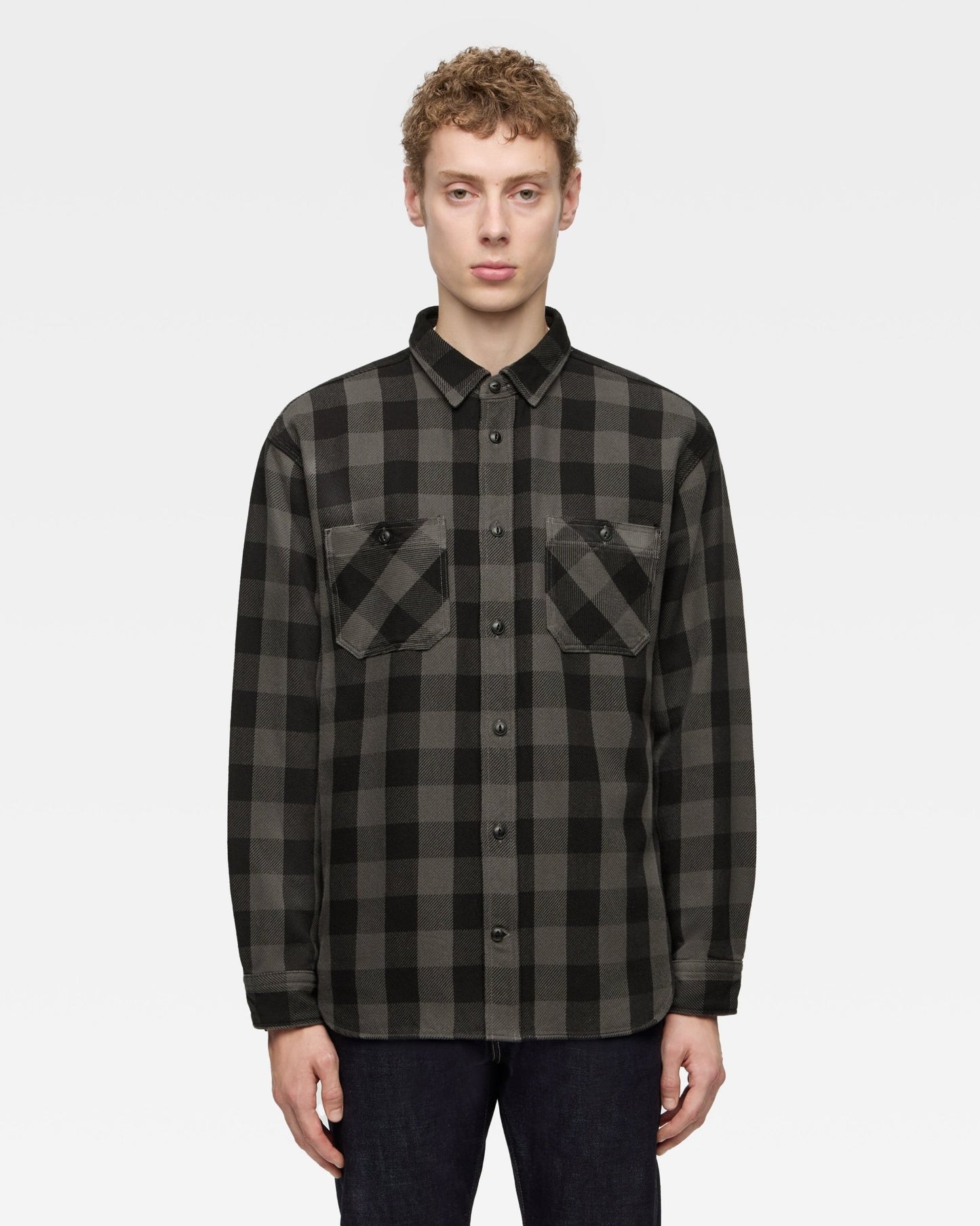 BLOCK CHECK L/S SHIRT - MOMOTARO JEANS