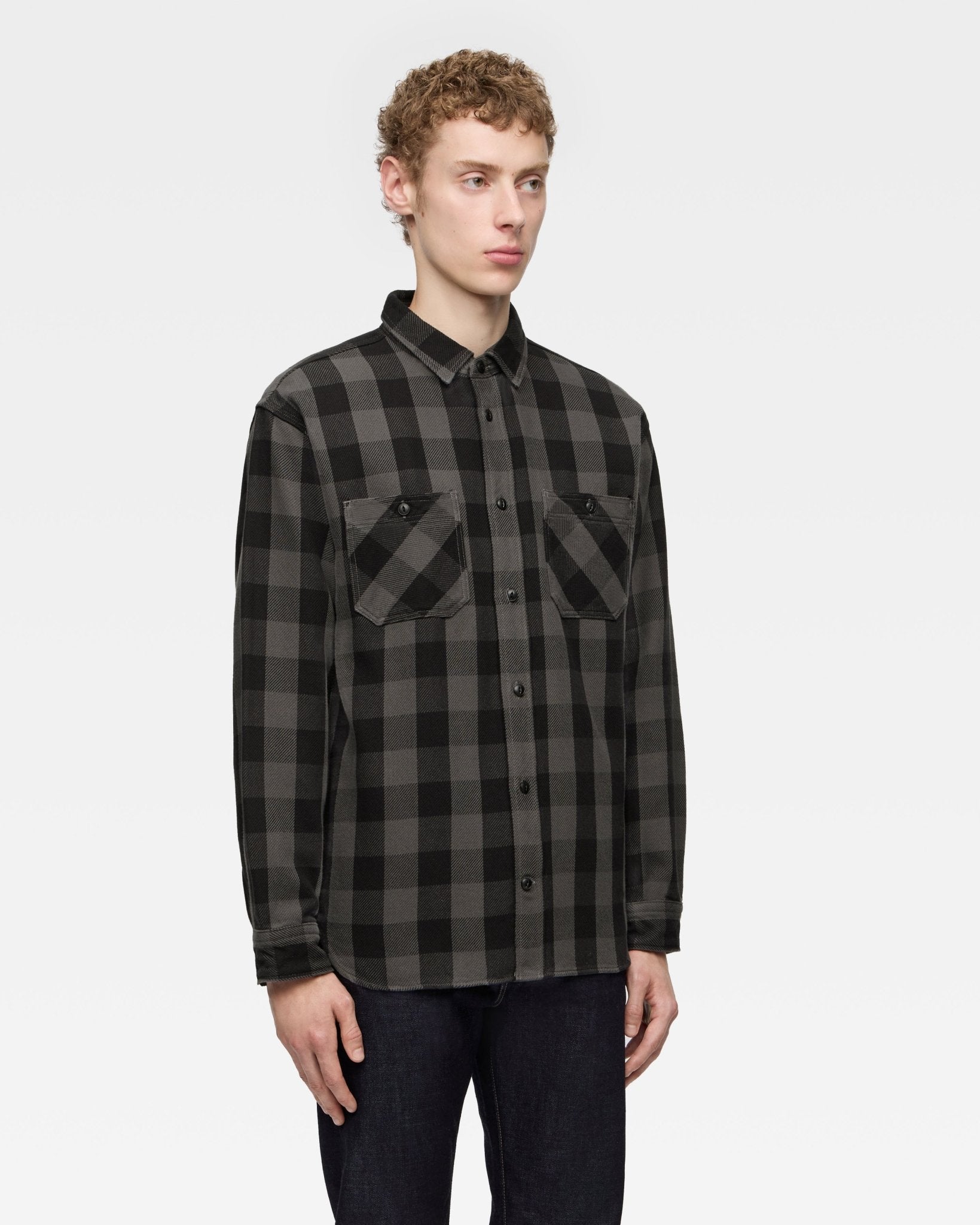 BLOCK CHECK L/S SHIRT - MOMOTARO JEANS