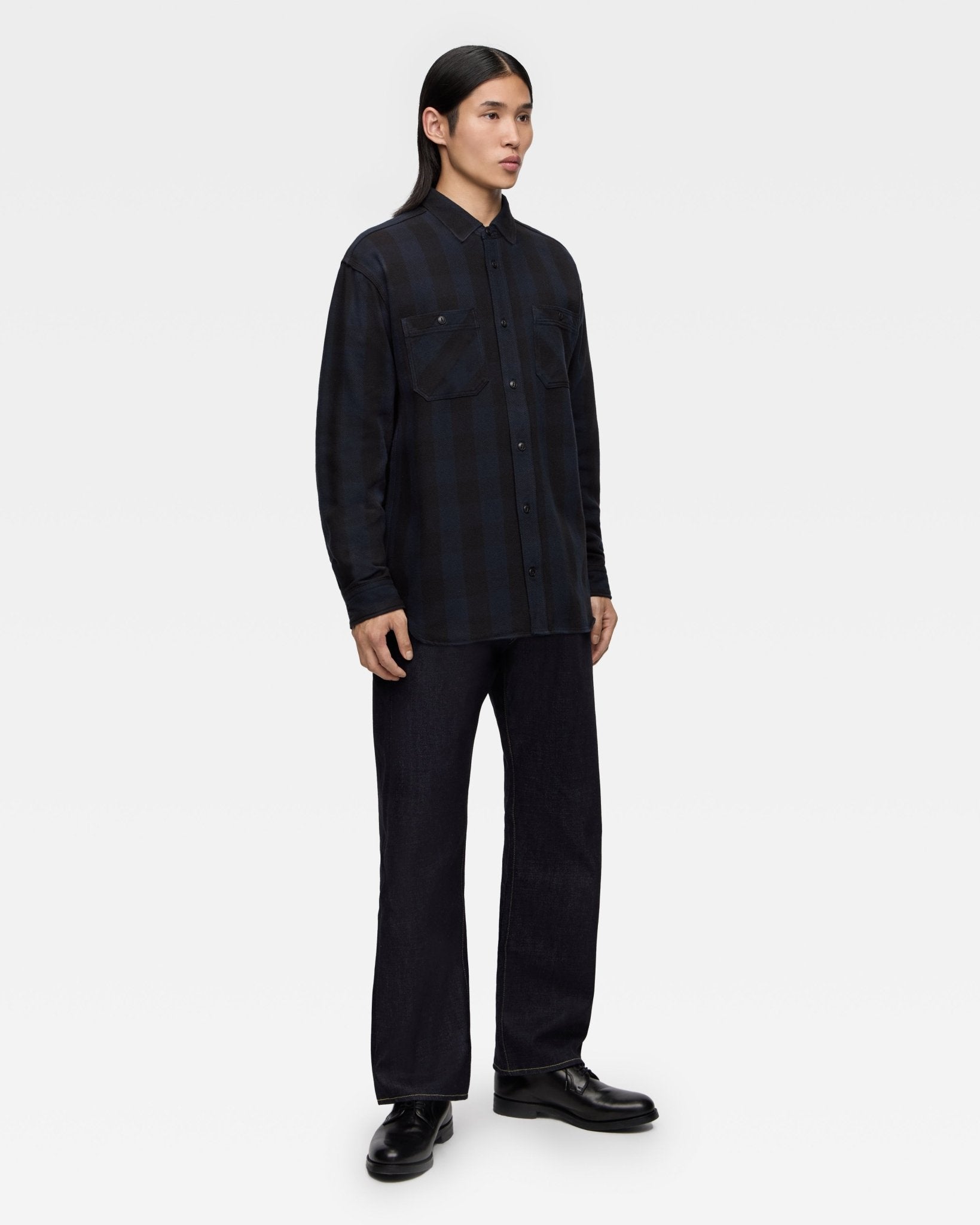 BLOCK CHECK L/S SHIRT - MOMOTARO JEANS