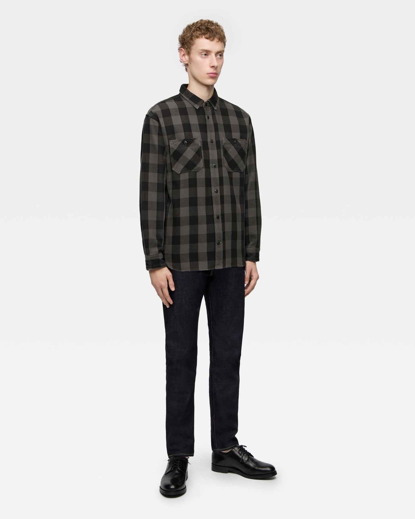 BLOCK CHECK L/S SHIRT - MOMOTARO JEANS