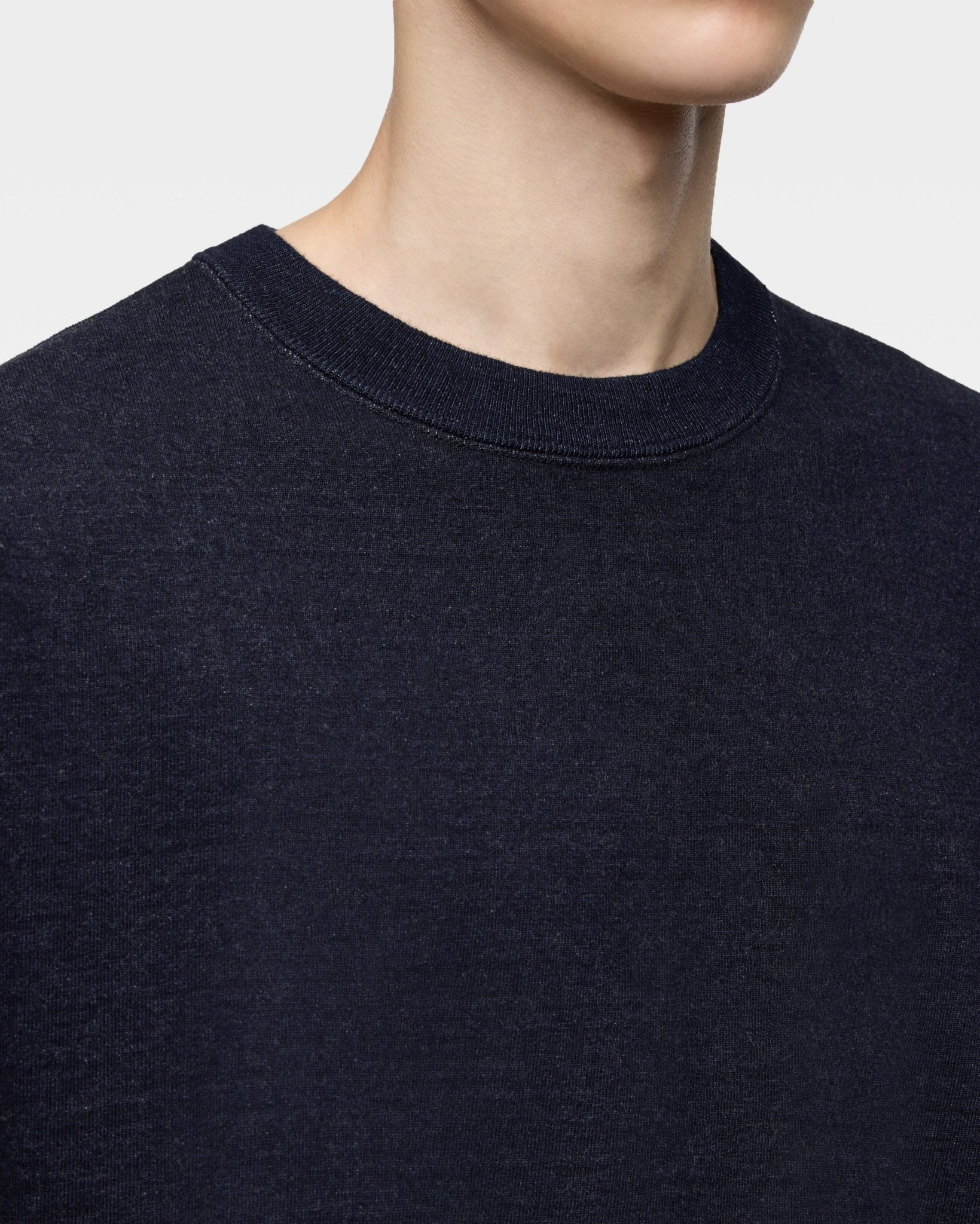 INDIGO SWEAT CREW NECK PO - YARN DYED - MOMOTARO JEANS