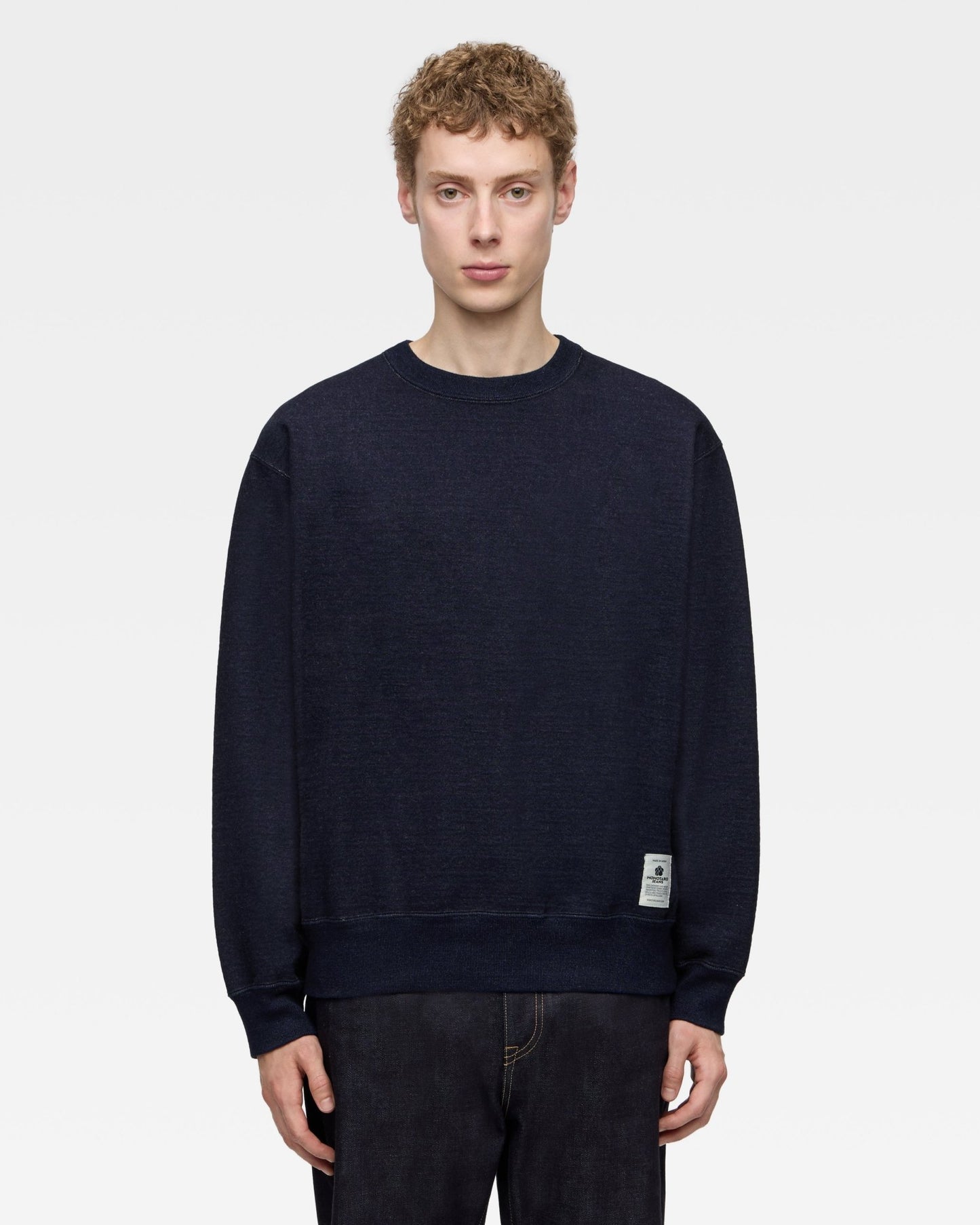 INDIGO SWEAT CREW NECK PO - YARN DYED - MOMOTARO JEANS