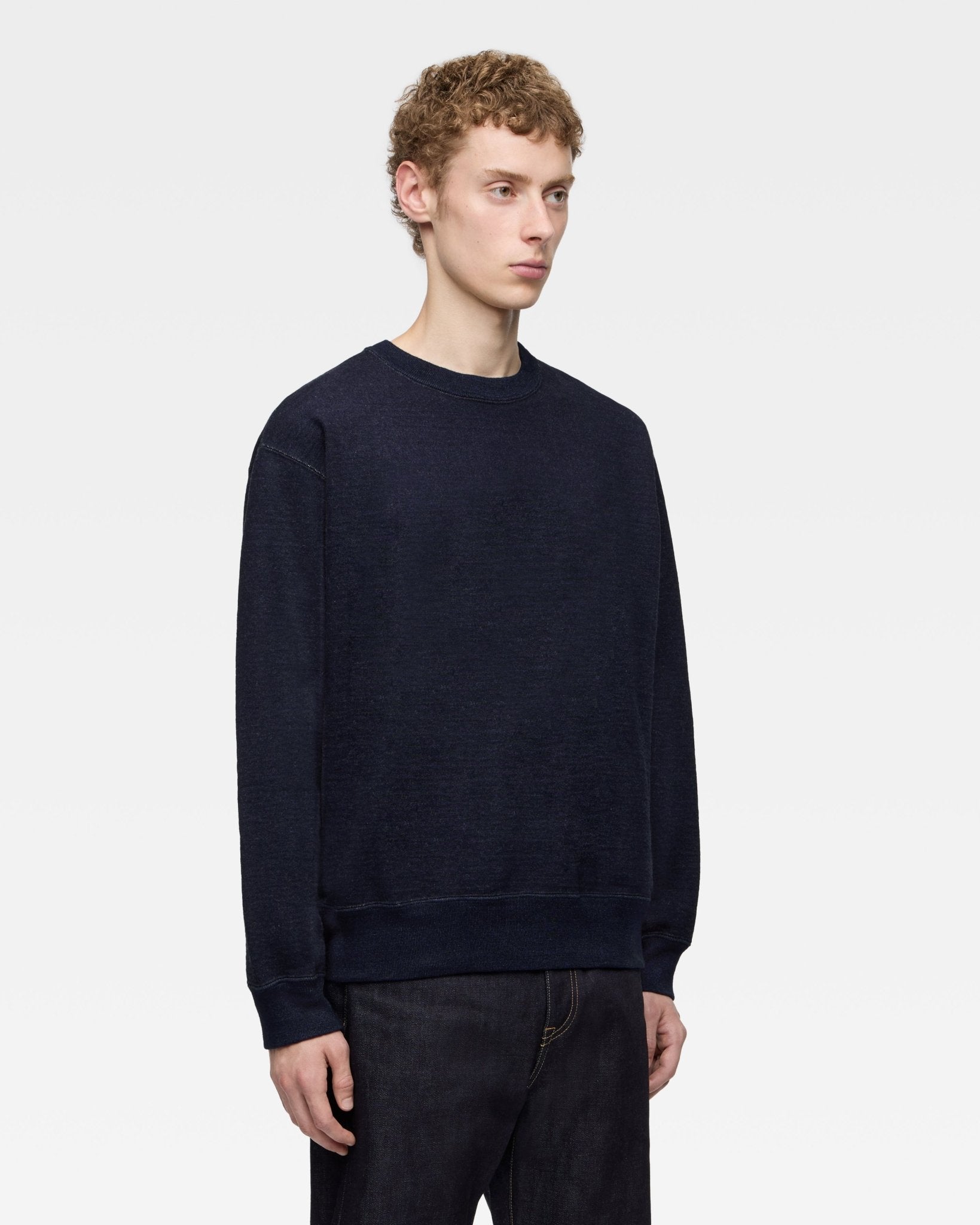 INDIGO SWEAT CREW NECK PO - YARN DYED - MOMOTARO JEANS