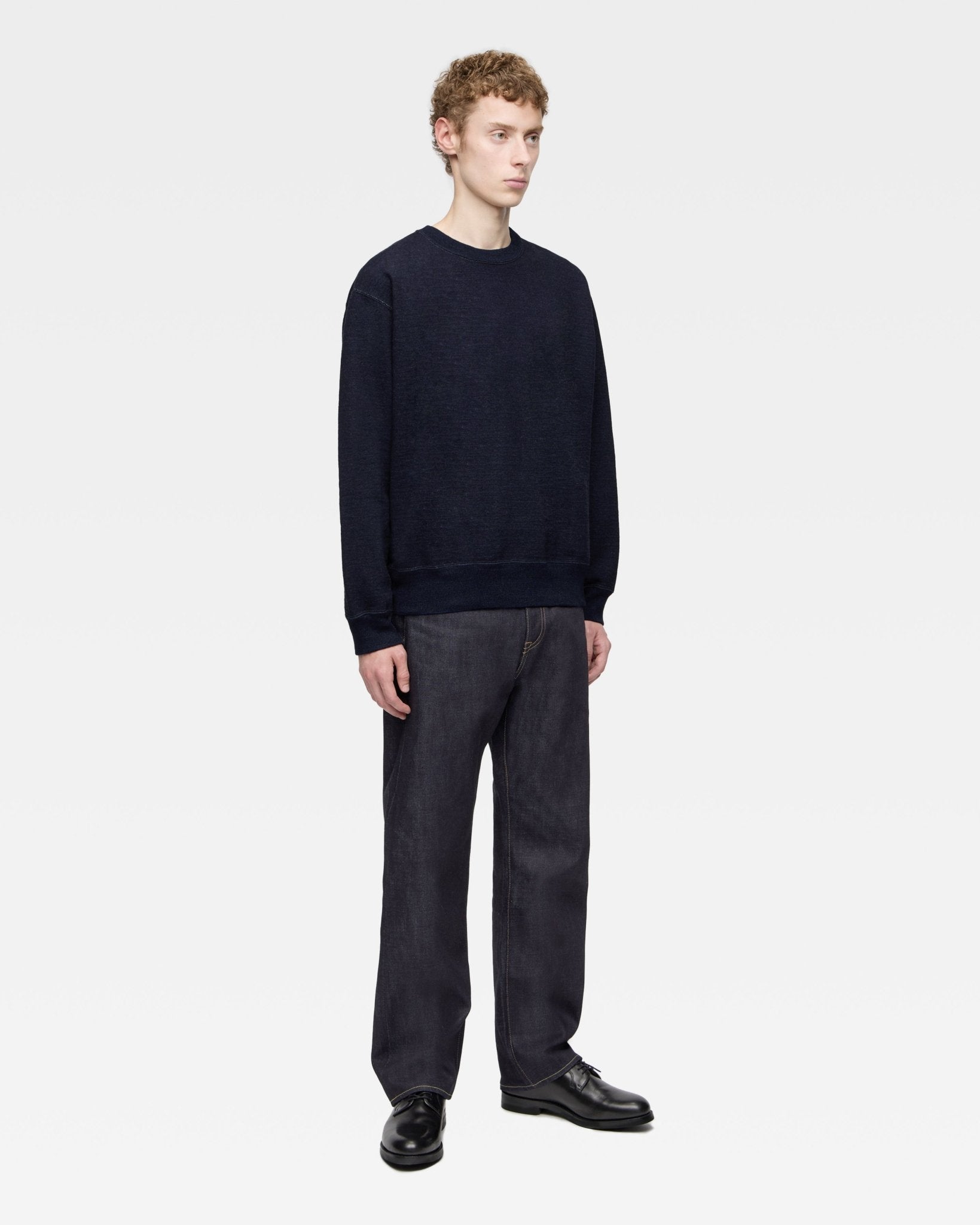 INDIGO SWEAT CREW NECK PO - YARN DYED - MOMOTARO JEANS