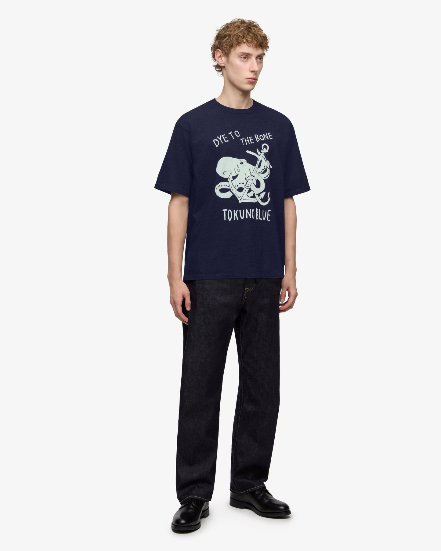 INDIGO YARN DYED TEE - OCTOPUS - MOMOTARO JEANS