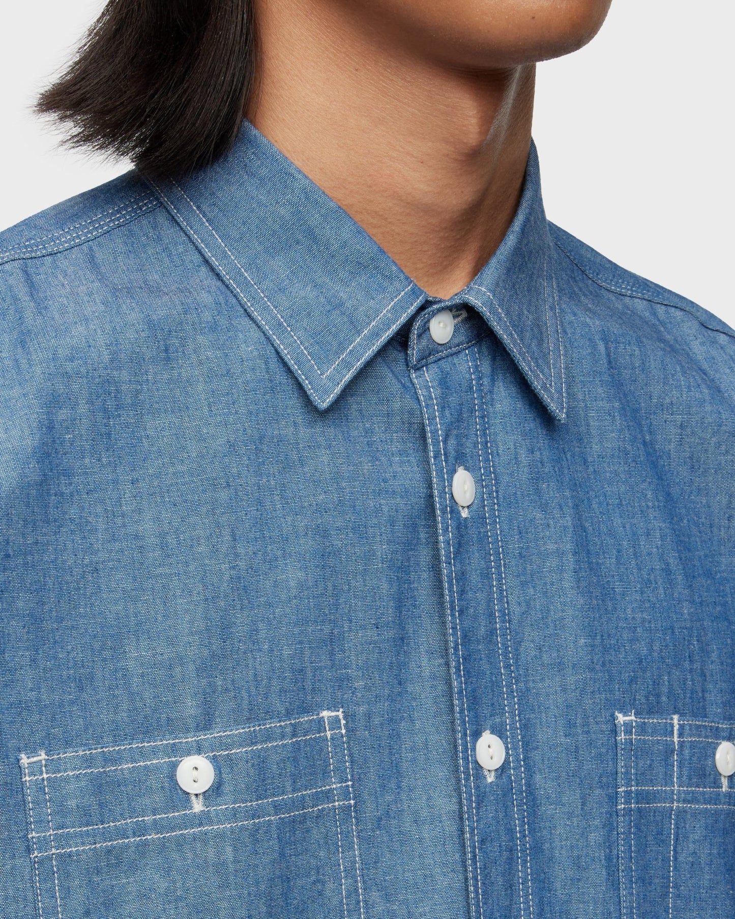 TRIPLE STITCH L/S CHAMBRAY SHIRT - MOMOTARO JEANS
