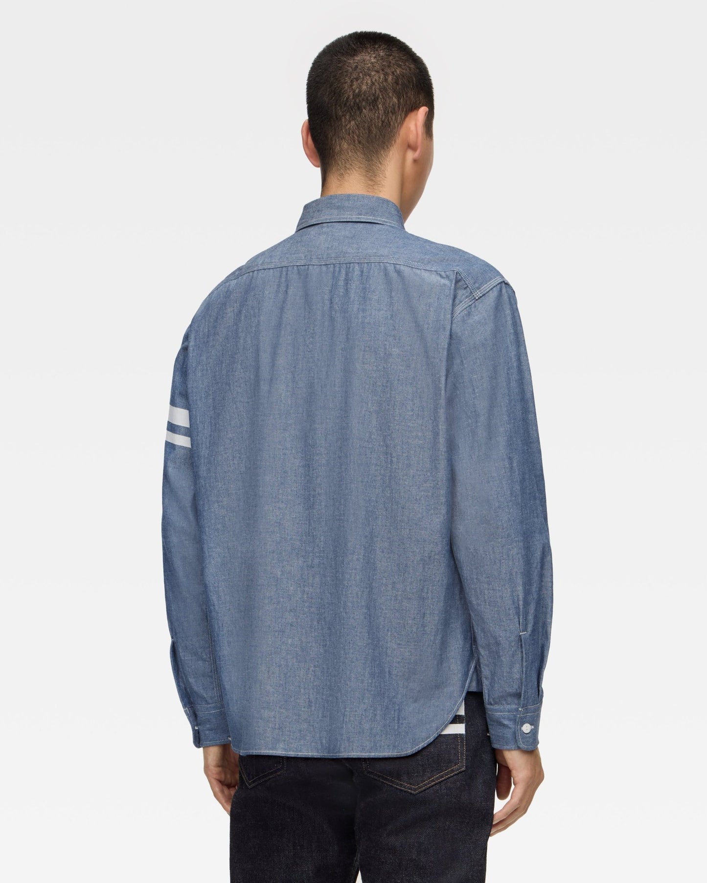 TRIPLE STITCH L/S CHAMBRAY SHIRT(TWO STRIPES) - MOMOTARO JEANS