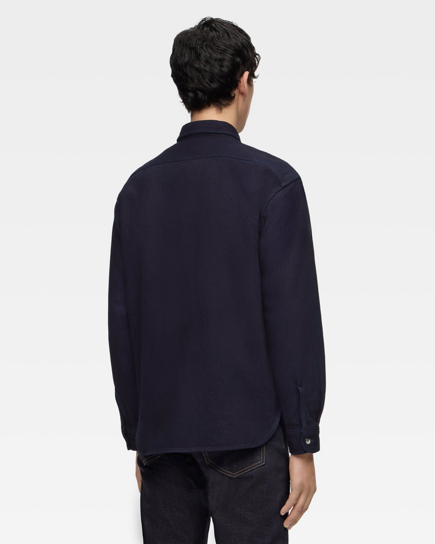 TRIPLE STITCH L/S DOBBY SHIRT - INDIGO - MOMOTARO JEANS