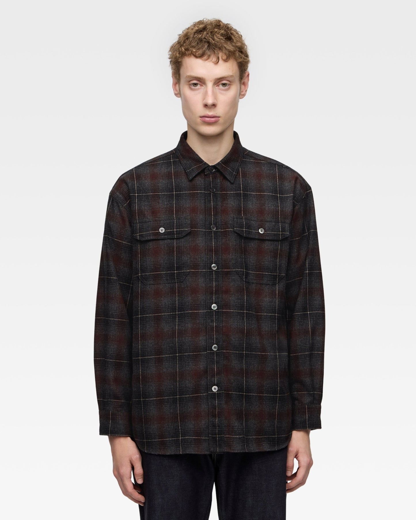 WOOL×CASHMERE OMBRE CHECK L/S SHIRT - MOMOTARO JEANS