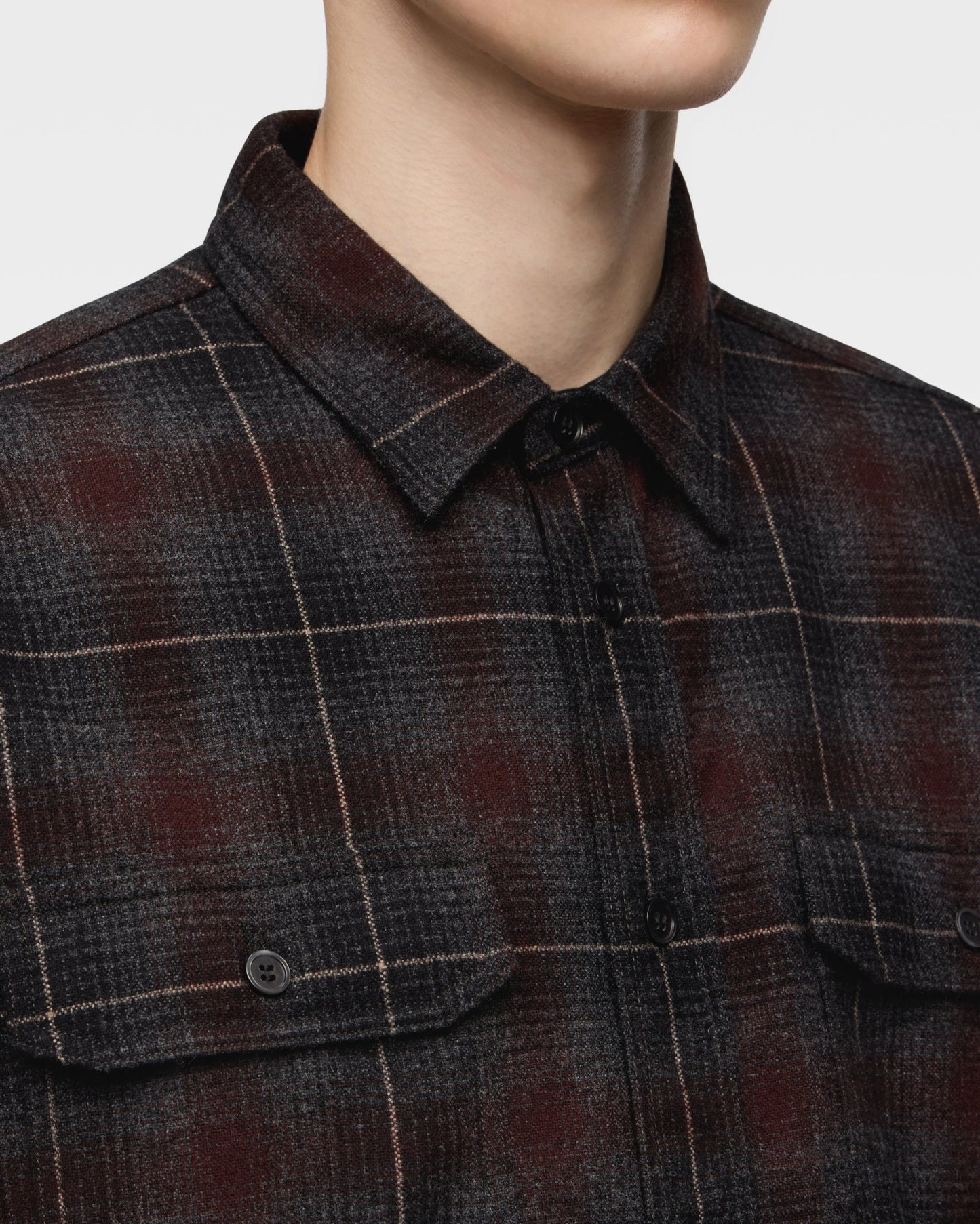 WOOL×CASHMERE OMBRE CHECK L/S SHIRT - MOMOTARO JEANS