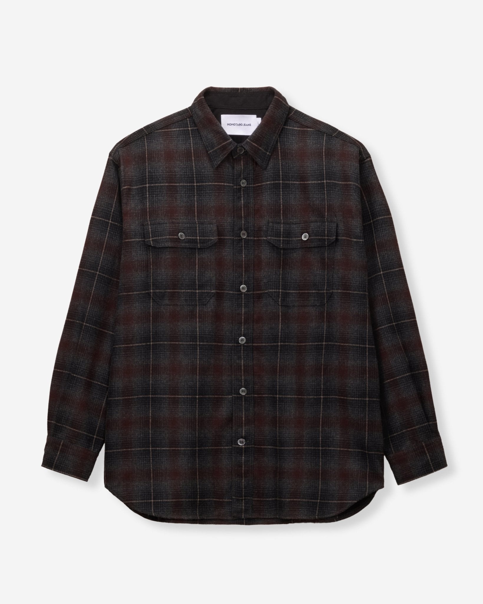 WOOL×CASHMERE OMBRE CHECK L/S SHIRT - MOMOTARO JEANS