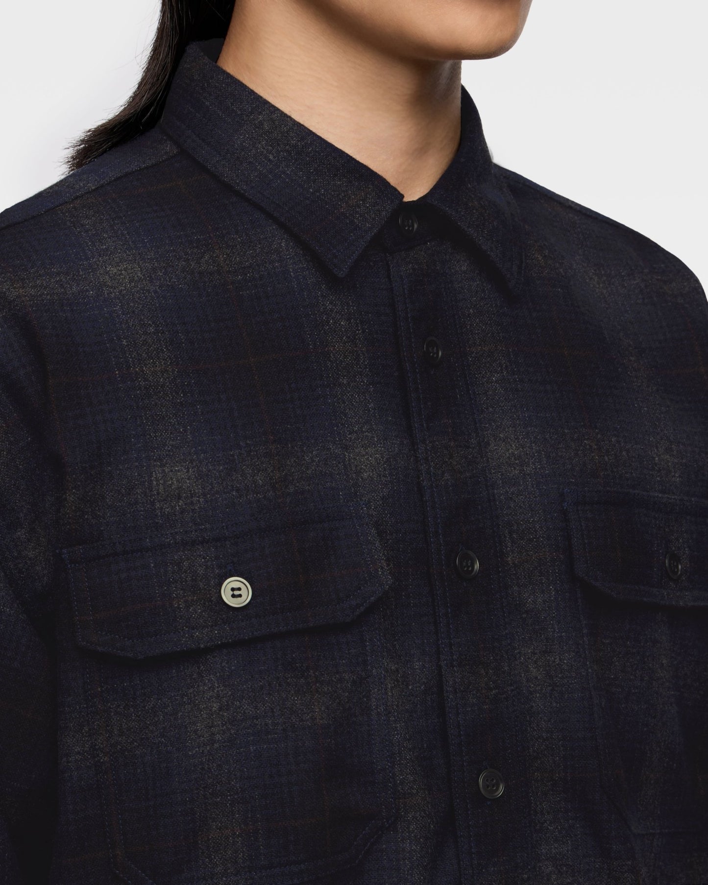 WOOL×CASHMERE OMBRE CHECK L/S SHIRT - MOMOTARO JEANS
