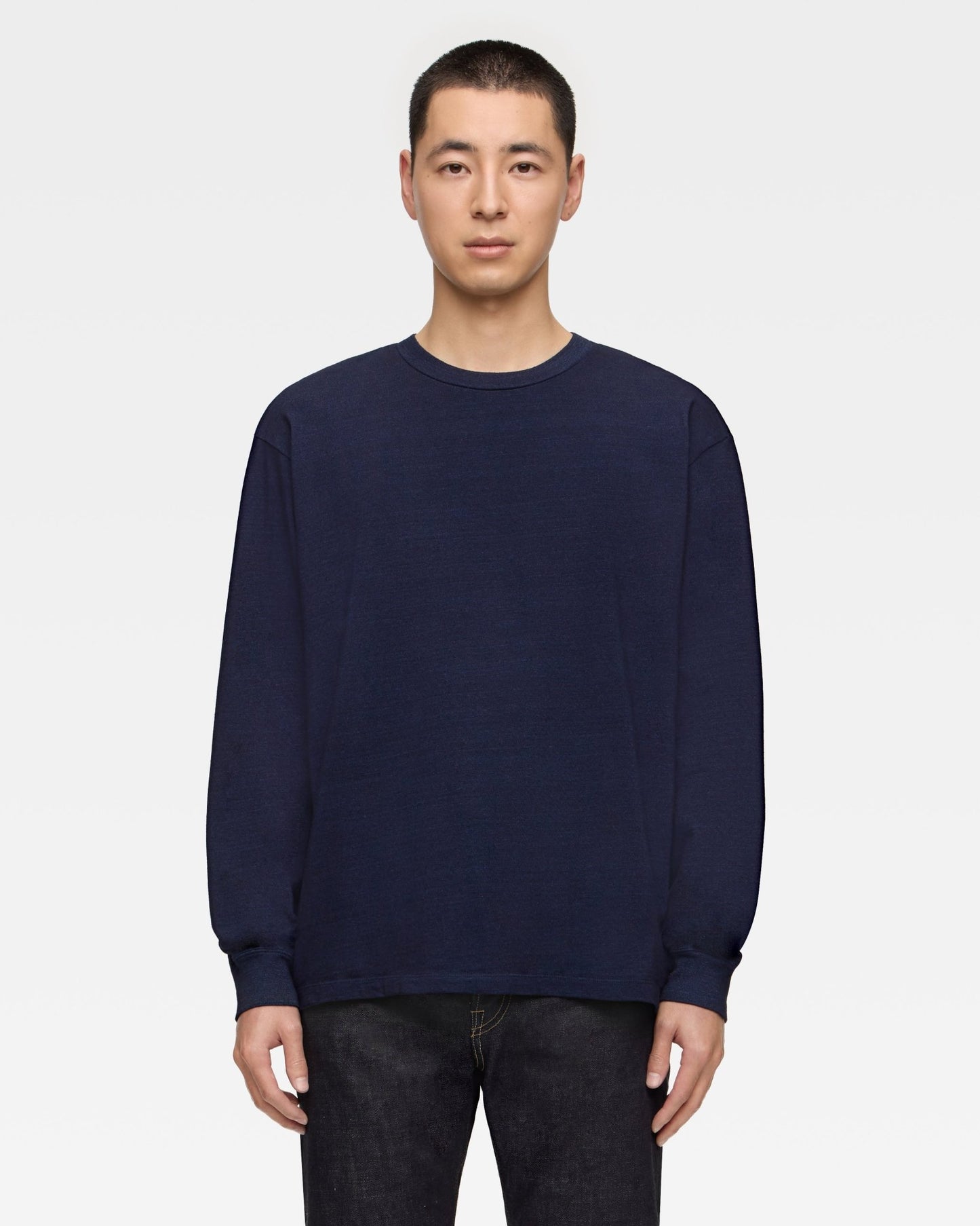 YARN DYED L/S TEE - INDIGO - MOMOTARO JEANS