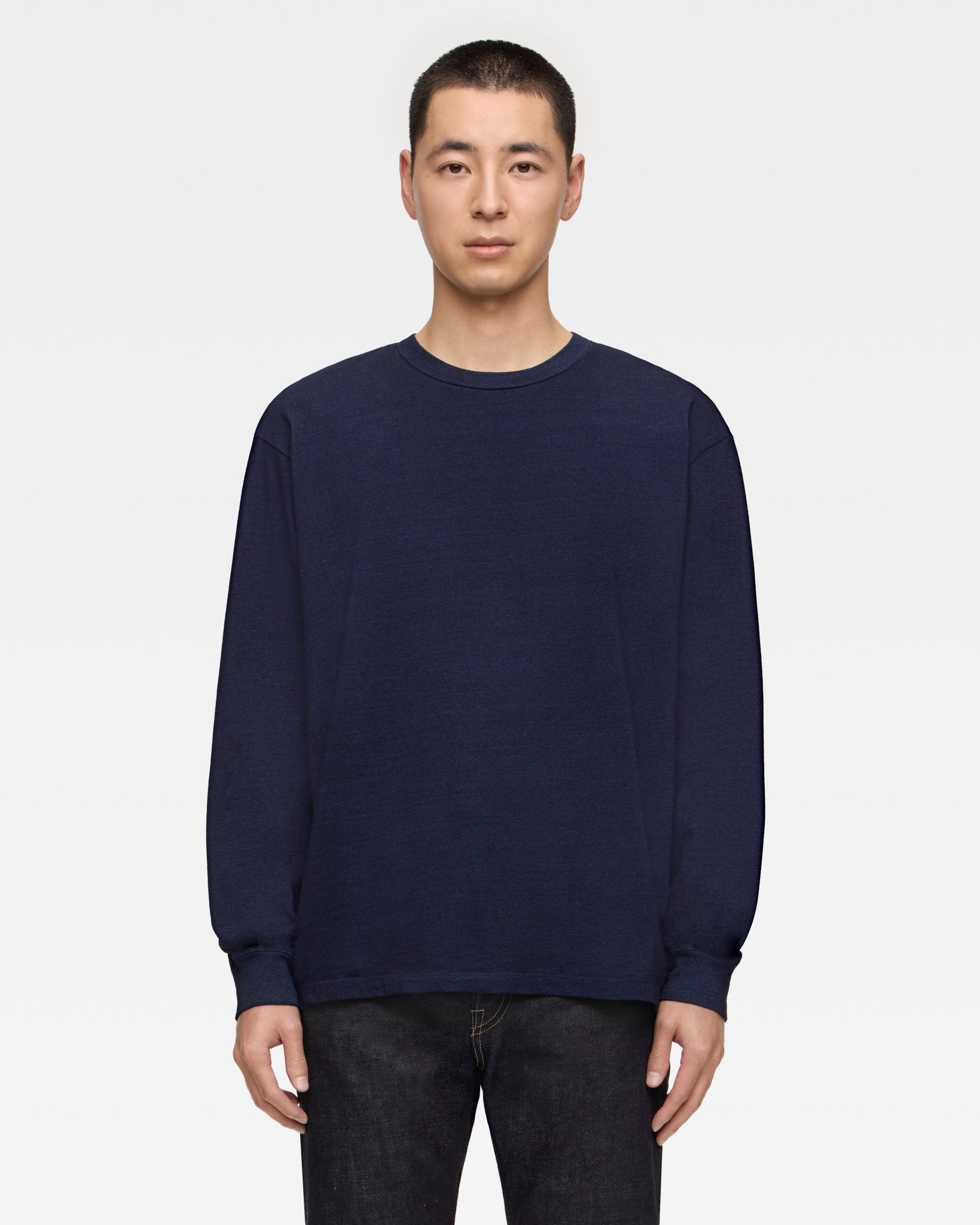 YARN DYED L/S TEE - INDIGO - MOMOTARO JEANS