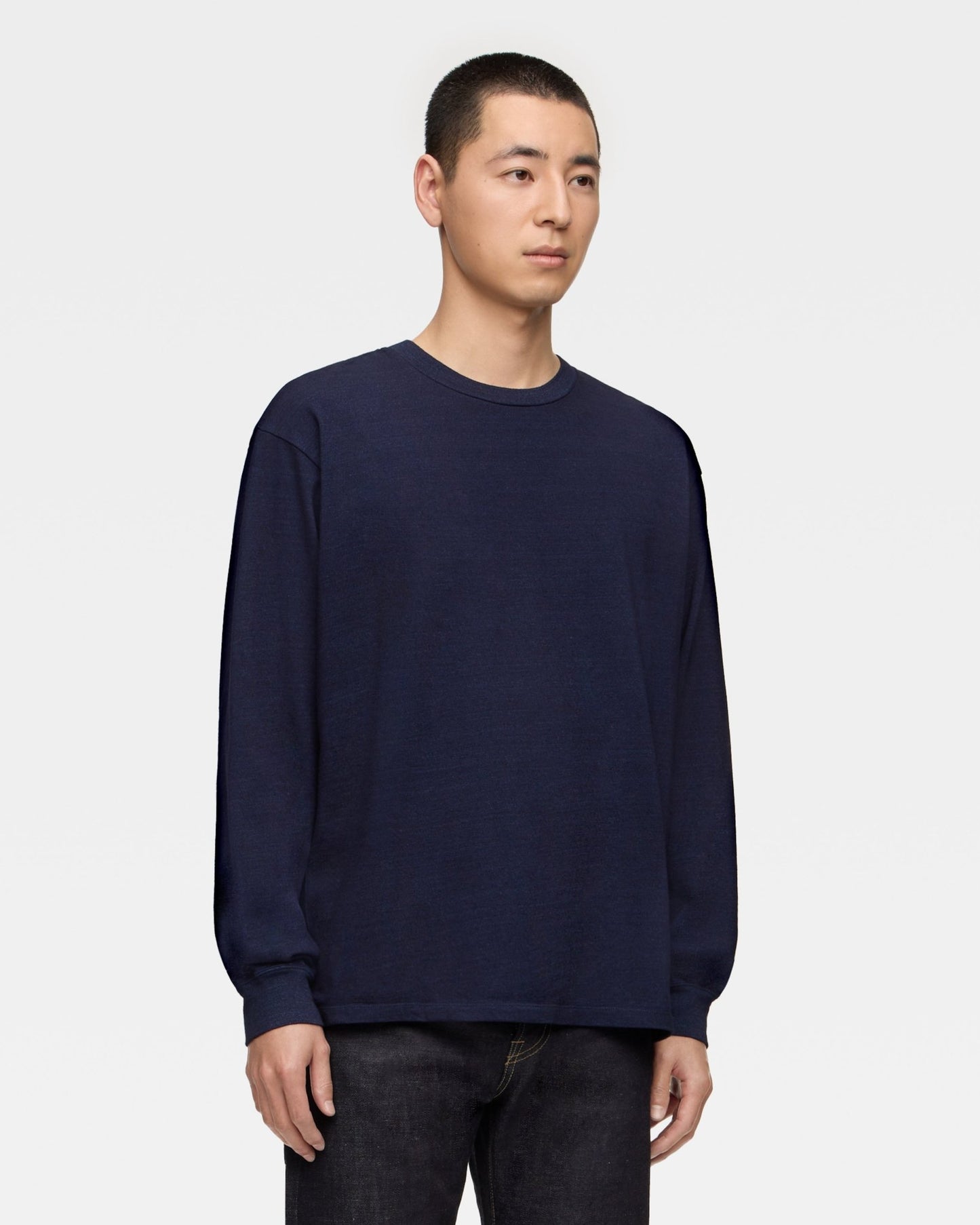 YARN DYED L/S TEE - INDIGO - MOMOTARO JEANS