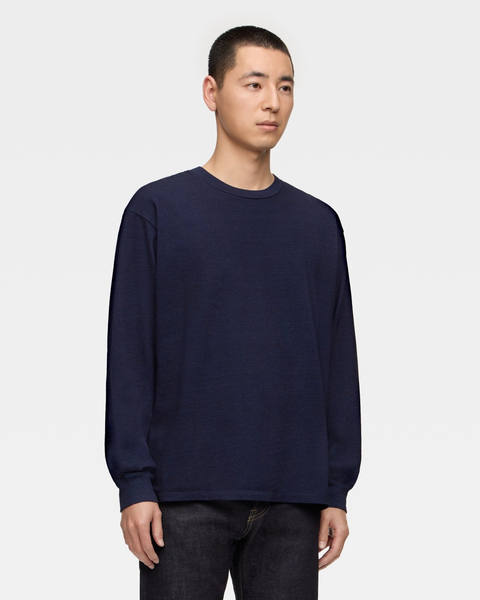 YARN DYED L/S TEE - INDIGO - MOMOTARO JEANS