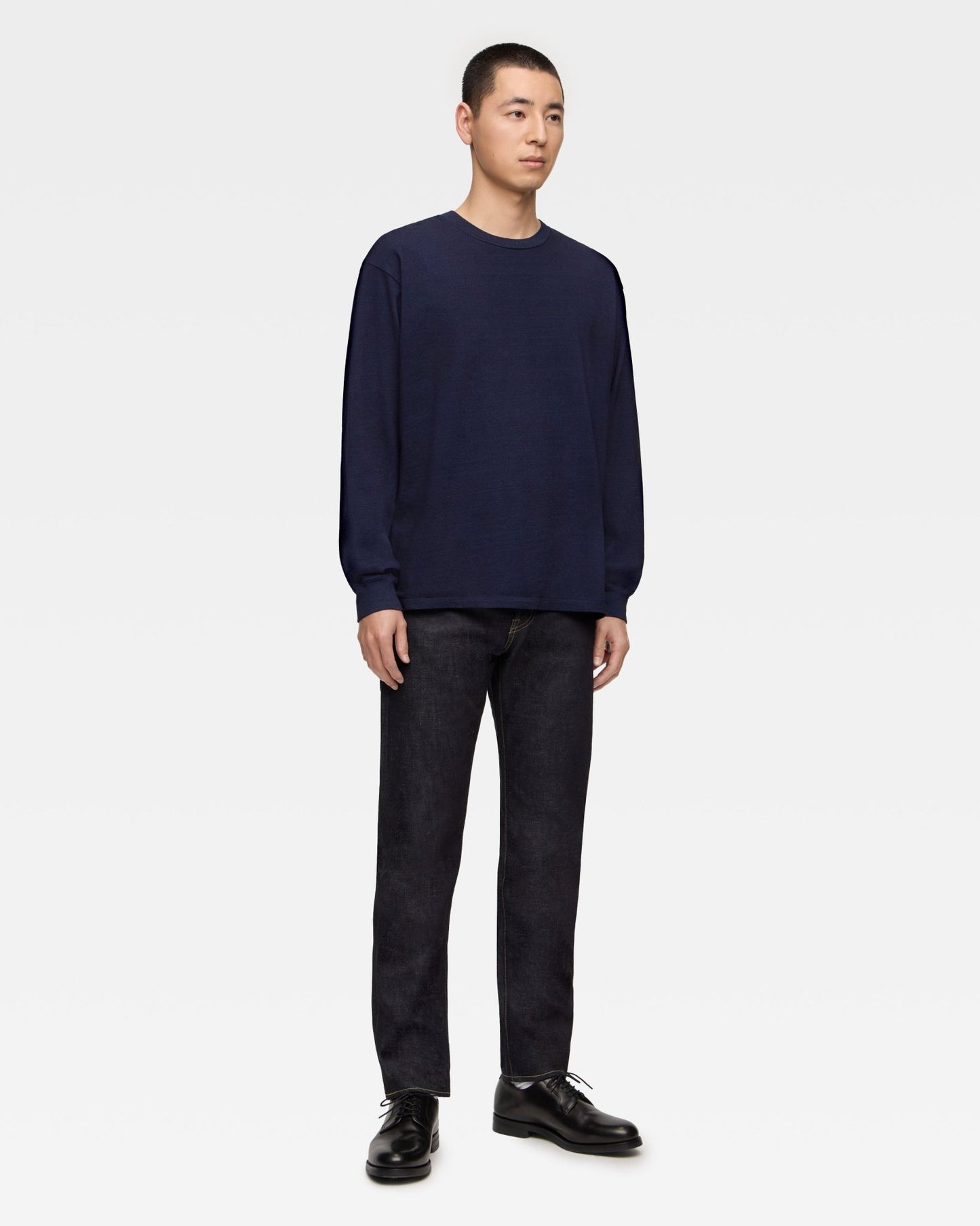 YARN DYED L/S TEE - INDIGO - MOMOTARO JEANS