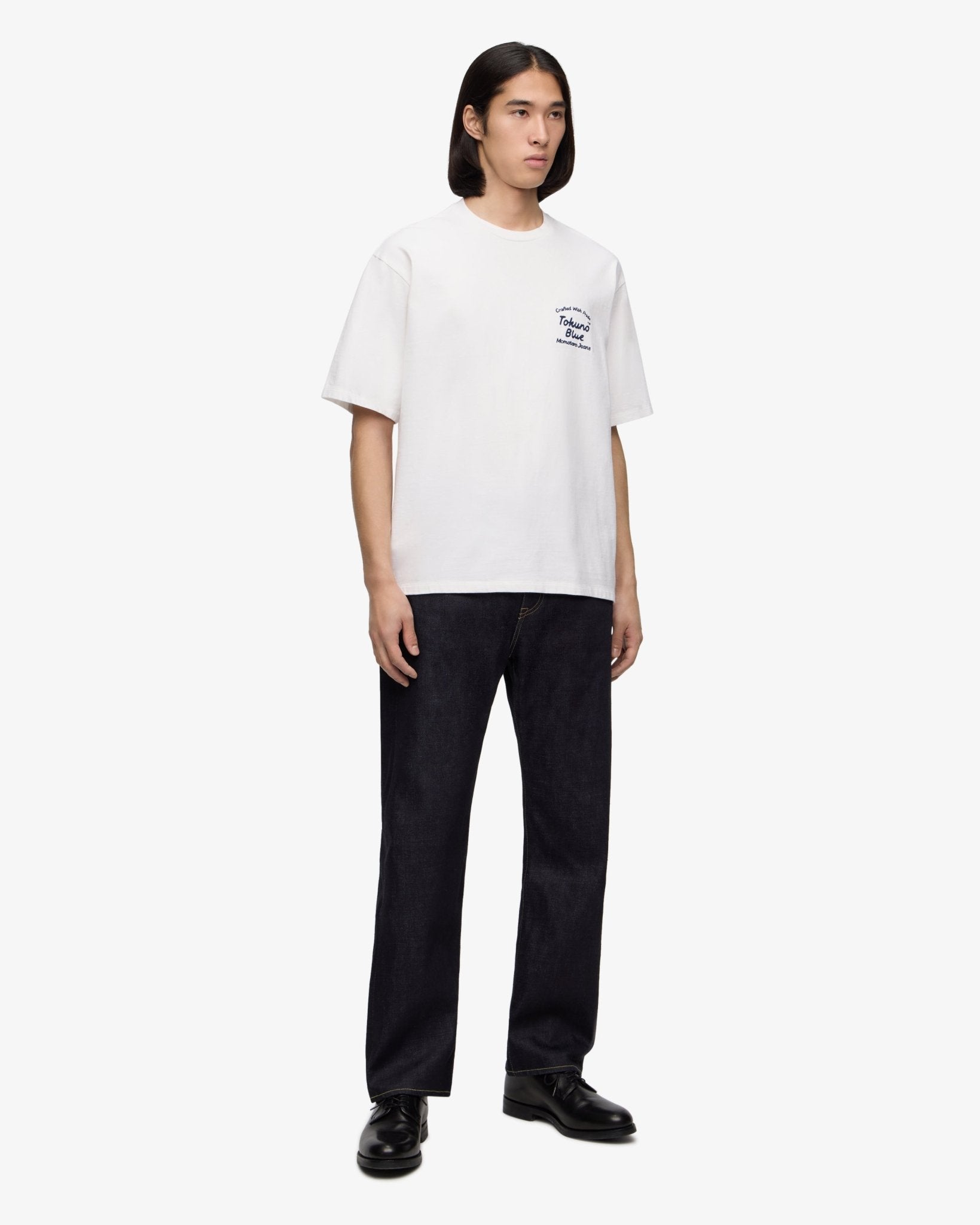 ZIMBABWE COTTON S/S TEE - EMBROIDERY - MOMOTARO JEANS