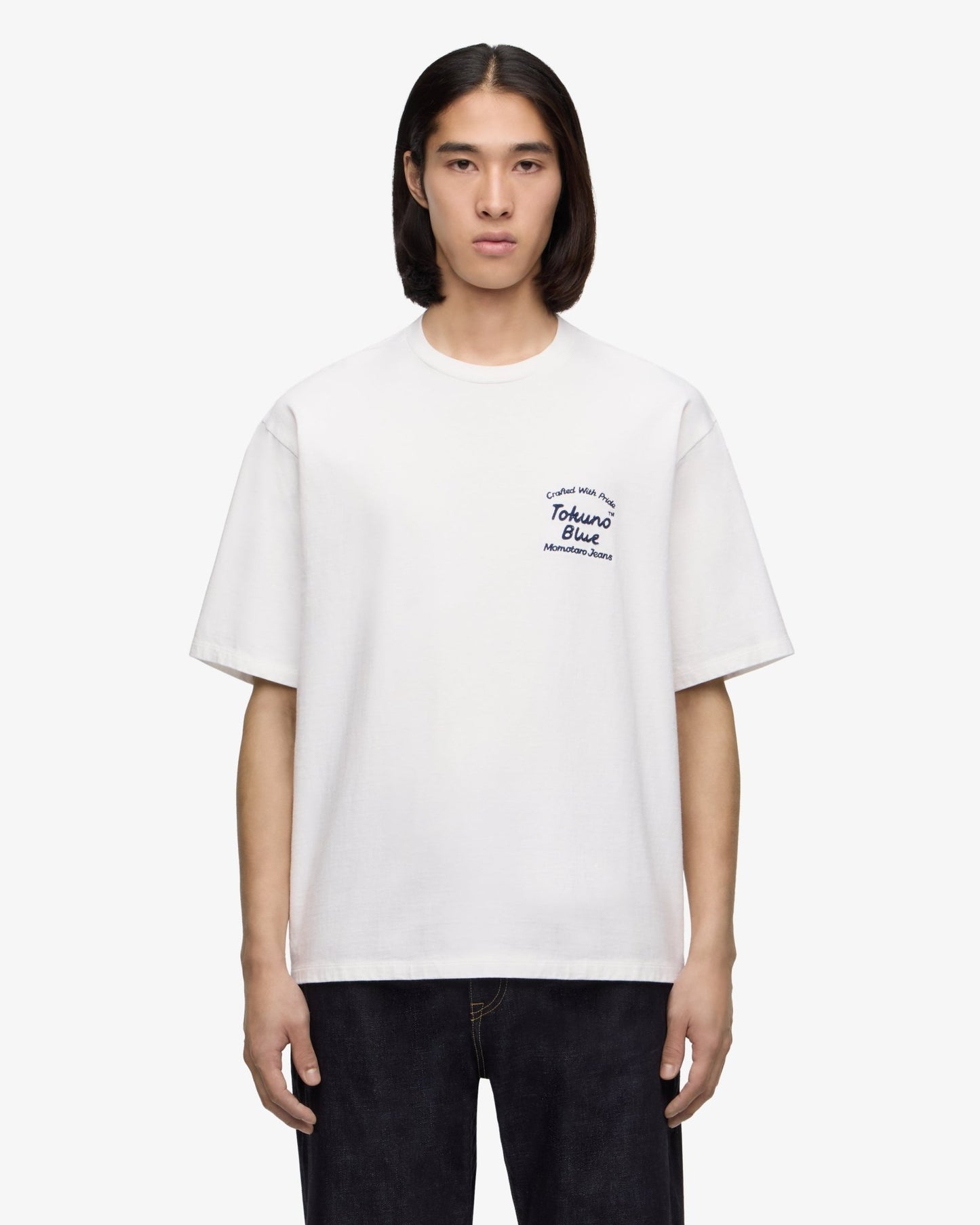 ZIMBABWE COTTON S/S TEE - EMBROIDERY - MOMOTARO JEANS