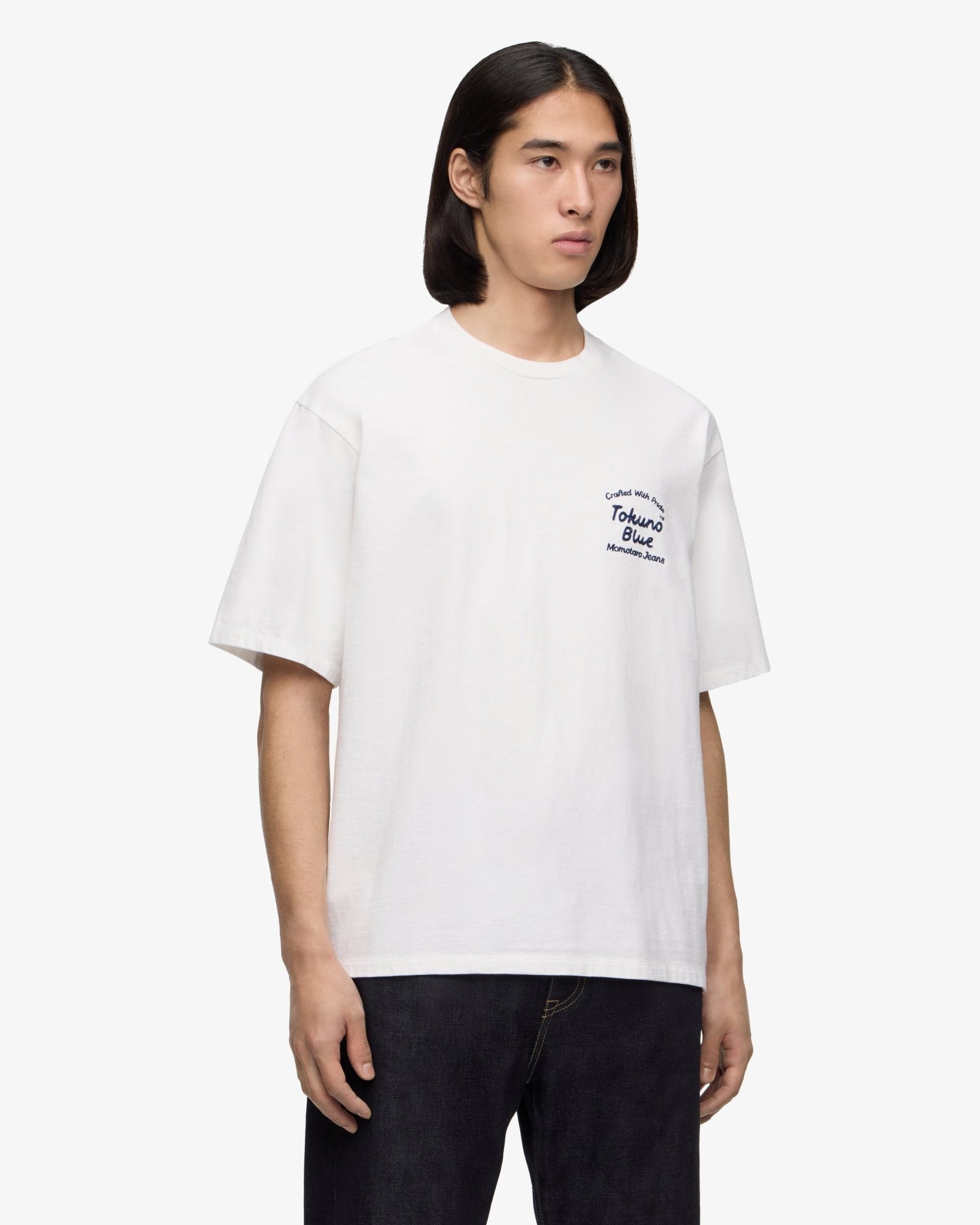 ZIMBABWE COTTON S/S TEE - EMBROIDERY - MOMOTARO JEANS